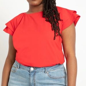 NWOT Eloquii Ruffle Shoulder Tee Size 18/20